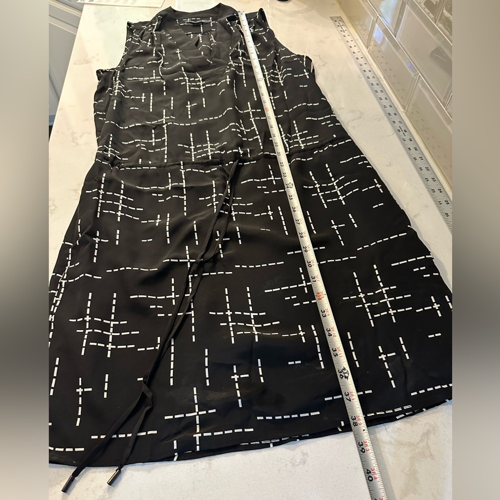 Pendleton 100% Silk Black White‎ Sheath Dress Lined Sleeveless Small Pockets - Picture 8 of 11